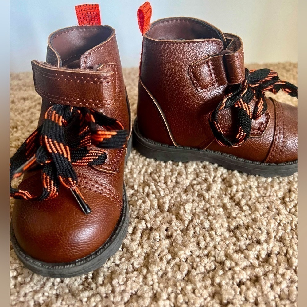 Carter’s Brown Booties with Velcro strap. Size 4